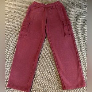 ARITZIA Cozy Sweatfleece Mega Cargo Sweatpants in Burgundy Color Women Size S